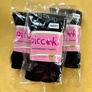 NWT- 3 pair of Knit heavyweight tights (navy)